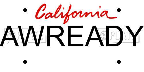 AWREADY California License Plate