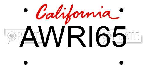 AWRI65 California License Plate