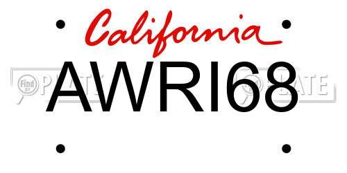 AWRI68 California License Plate