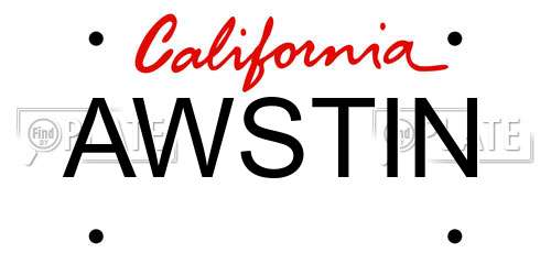 AWSTIN California License Plate