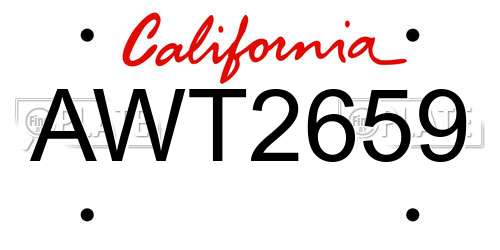 AWT2659 California License Plate