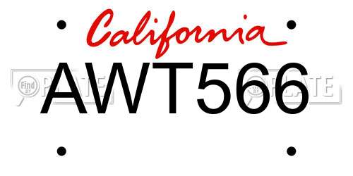 AWT566 California License Plate