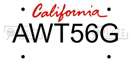 AWT56G California License Plate