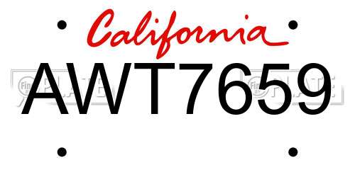 AWT7659 California License Plate