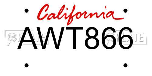 AWT866 California License Plate