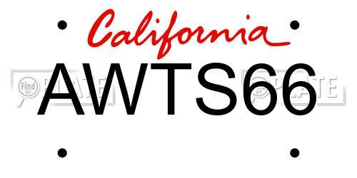 AWTS66 California License Plate