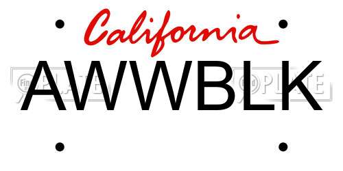 AWWBLK California License Plate