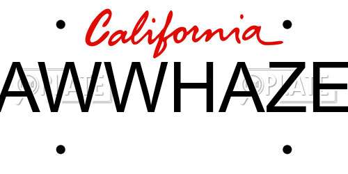AWWHAZE California License Plate