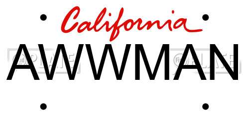 AWWMAN California License Plate