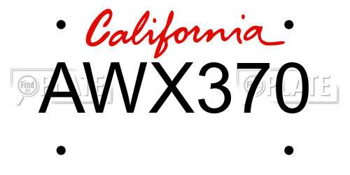 AWX370 California License Plate