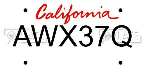 AWX37Q California License Plate