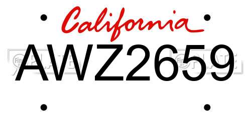 AWZ2659 California License Plate