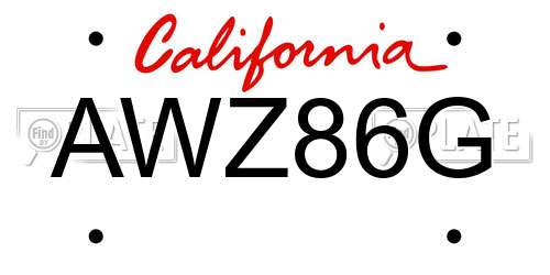 AWZ86G California License Plate