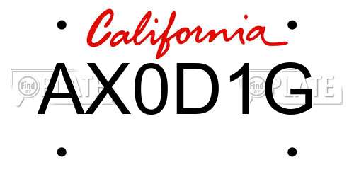 AX0D1G California License Plate