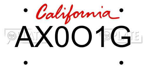 AX0O1G California License Plate