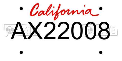 AX22008 California License Plate