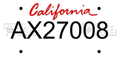 AX27008 California License Plate