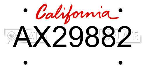 AX29882 California License Plate
