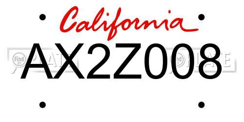 AX2Z008 California License Plate