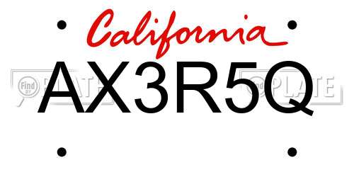 AX3R5Q California License Plate