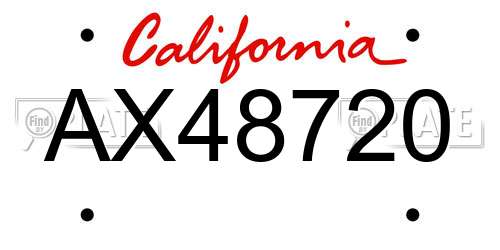 AX48720 California License Plate