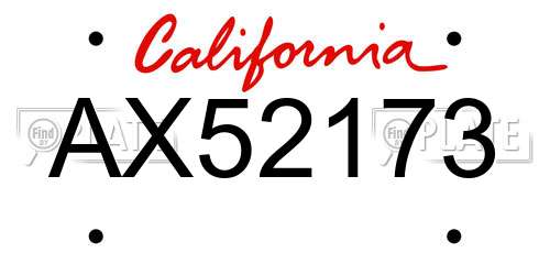 AX52173 California License Plate
