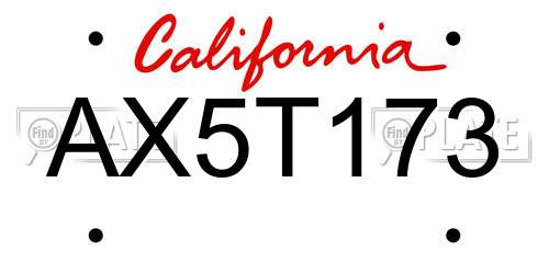 AX5T173 California License Plate