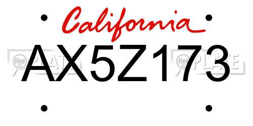 AX5Z173 California License Plate