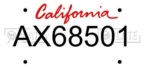 AX68501 California License Plate