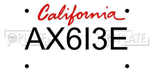 AX6I3E California License Plate