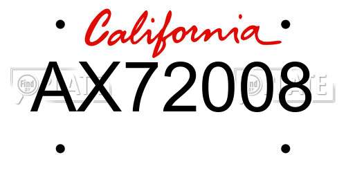 AX72008 California License Plate