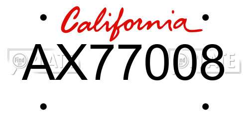 AX77008 California License Plate