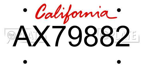 AX79882 California License Plate