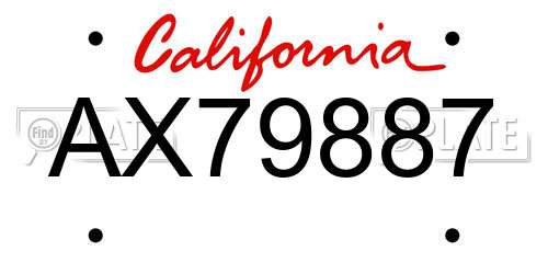 AX79887 California License Plate
