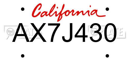 AX7J430 California License Plate