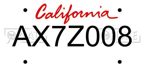 AX7Z008 California License Plate
