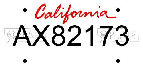 AX82173 California License Plate