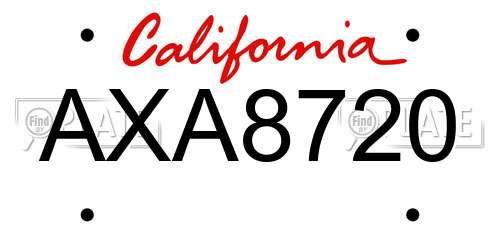 AXA8720 California License Plate