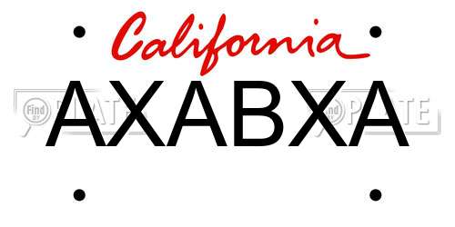 AXABXA California License Plate