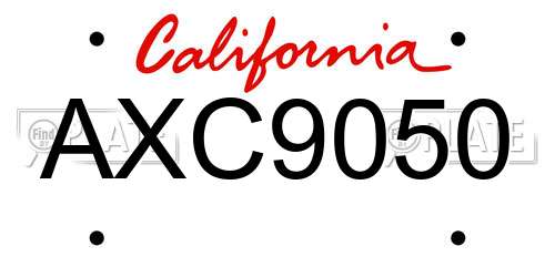 AXC9050 California License Plate