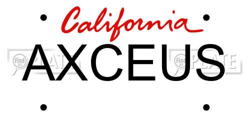 AXCEUS California License Plate