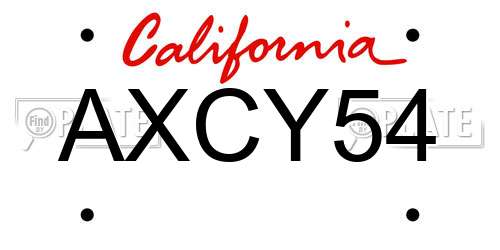 AXCY54 California License Plate