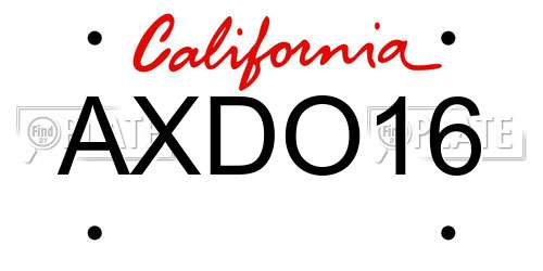 AXDO16 California License Plate