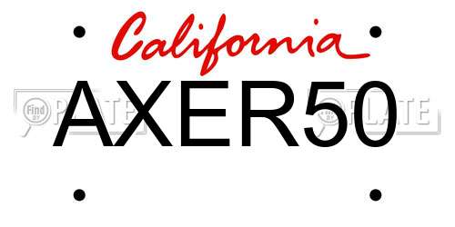 AXER50 California License Plate