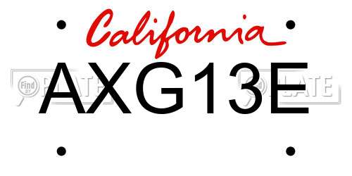 AXG13E California License Plate