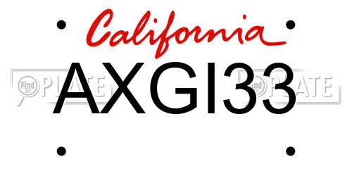 AXGI33 California License Plate