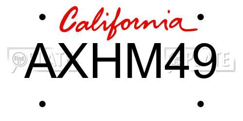 AXHM49 California License Plate