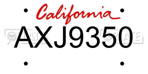 AXJ9350 California License Plate