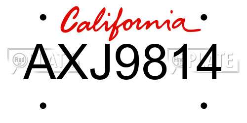 AXJ9814 California License Plate