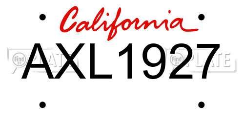 AXL1927 California License Plate